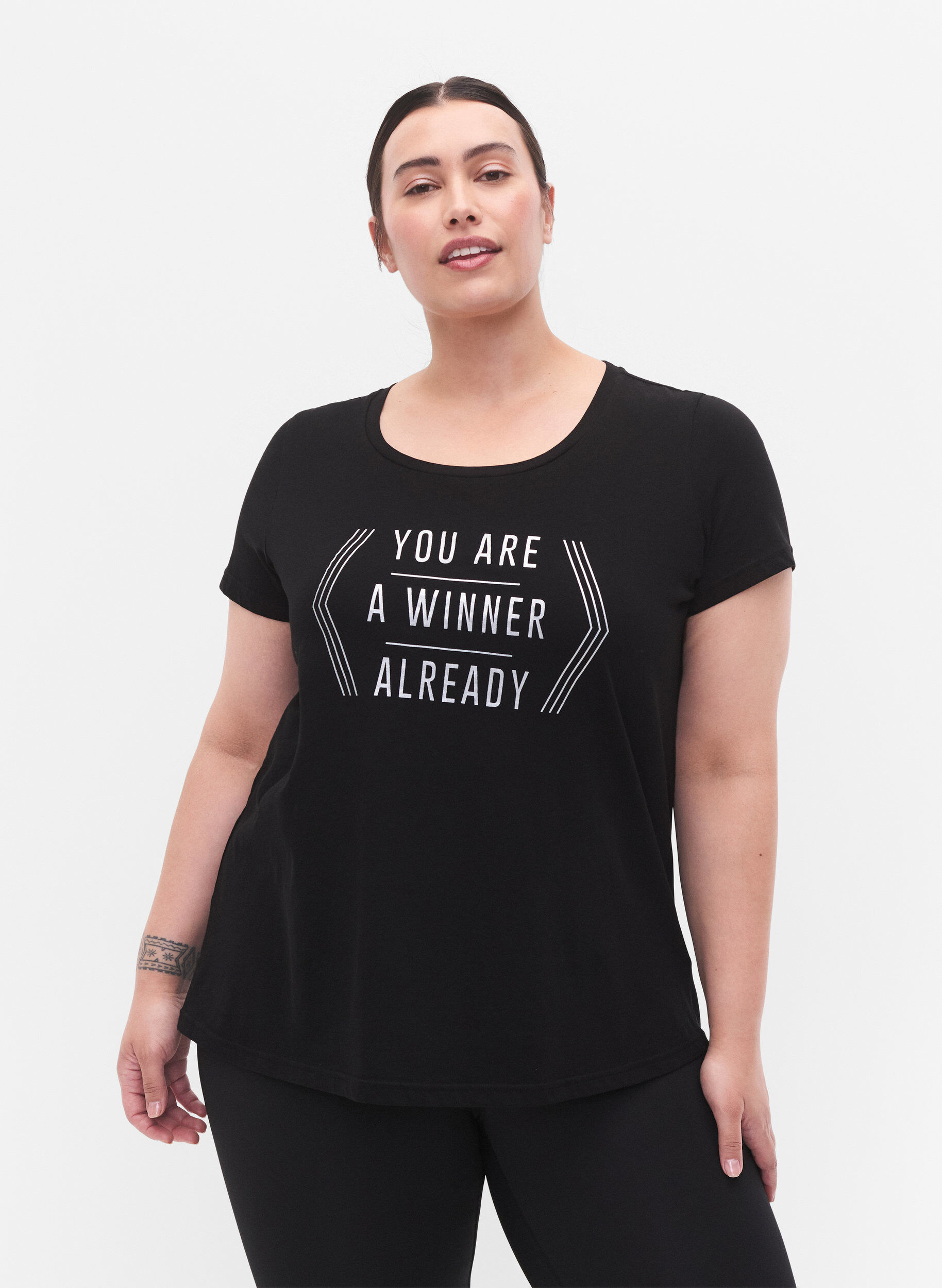 ZizziTrainingsshirt met print, Black w. Winner, Model image number 0