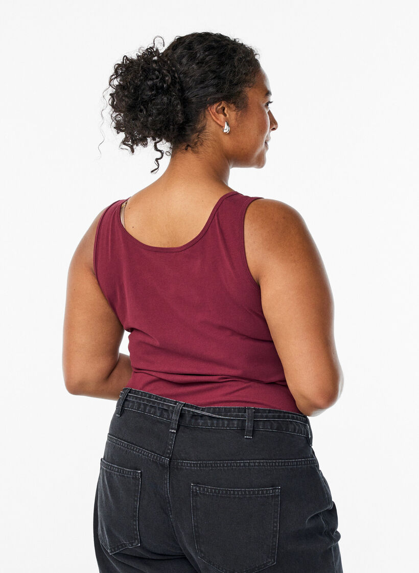 Top basic uni en coton, Bordeaux fonc&eacute;, Model image number 2