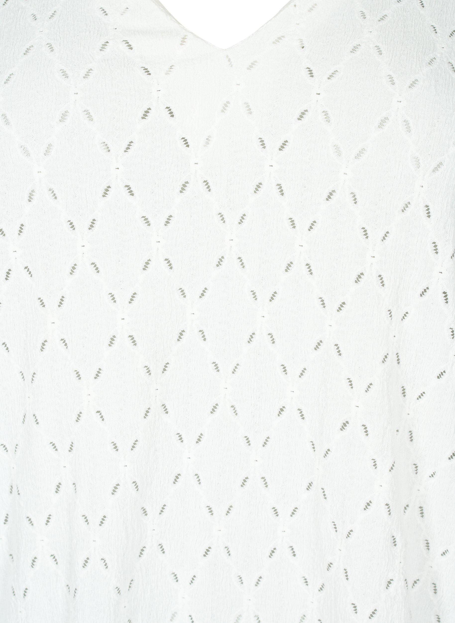 ZizziBlouse met V-hals en gaatjespatroon, Off White, Packshot image number 2
