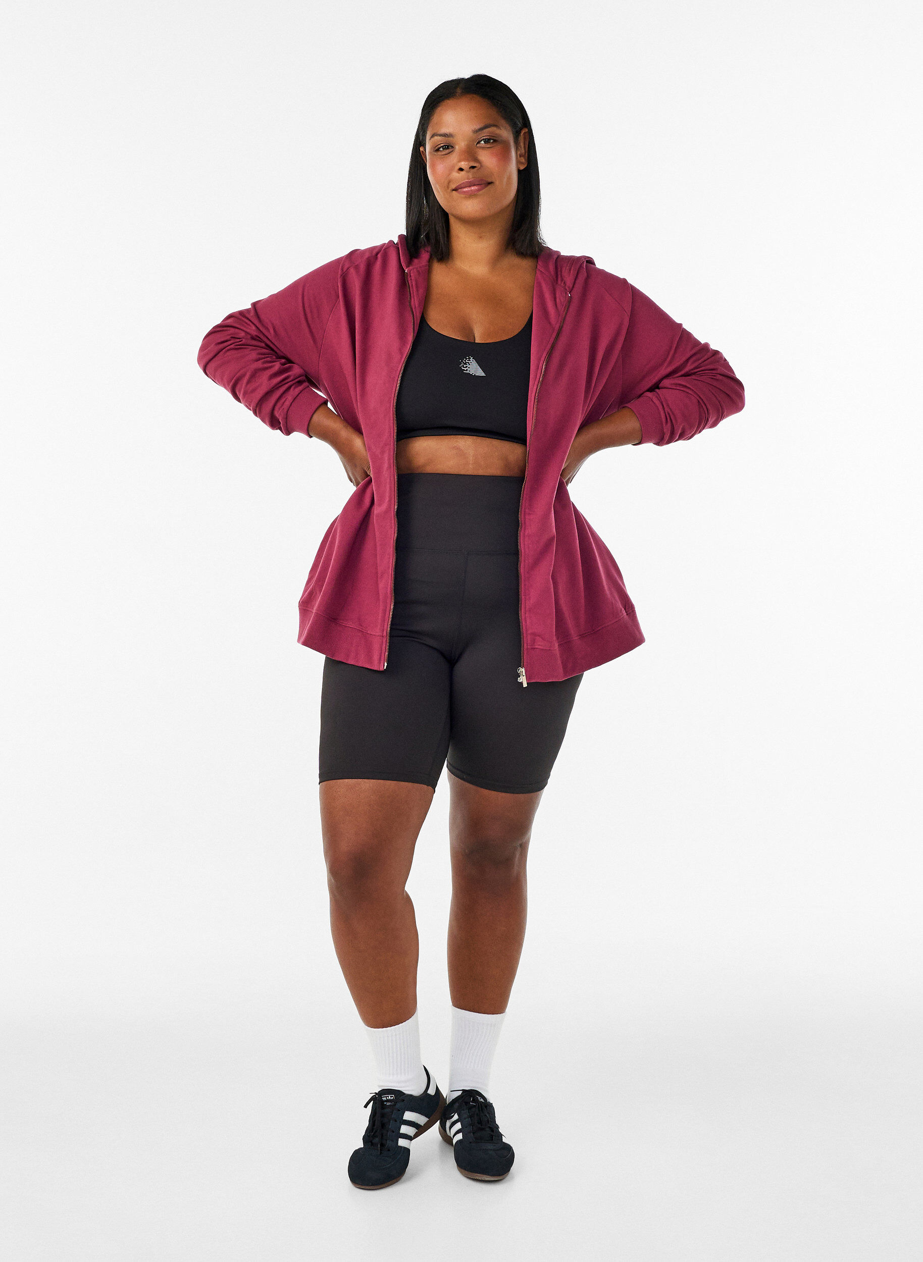 ZizziSweat &agrave; capuche zipp&eacute; avec imprim&eacute; au dos, Bordeaux, Model image number 1