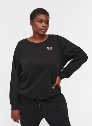 Gaaf sweatshirt met print, Black, Model image number 0