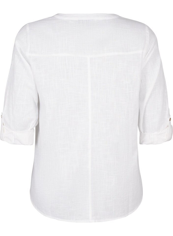 Katoenen blouse met een V-hals, Wit, Packshot image number 1