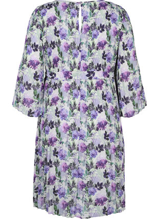Robe plissée imprimée avec lien à nouer, Purple Flower Mix, Packshot image number 1