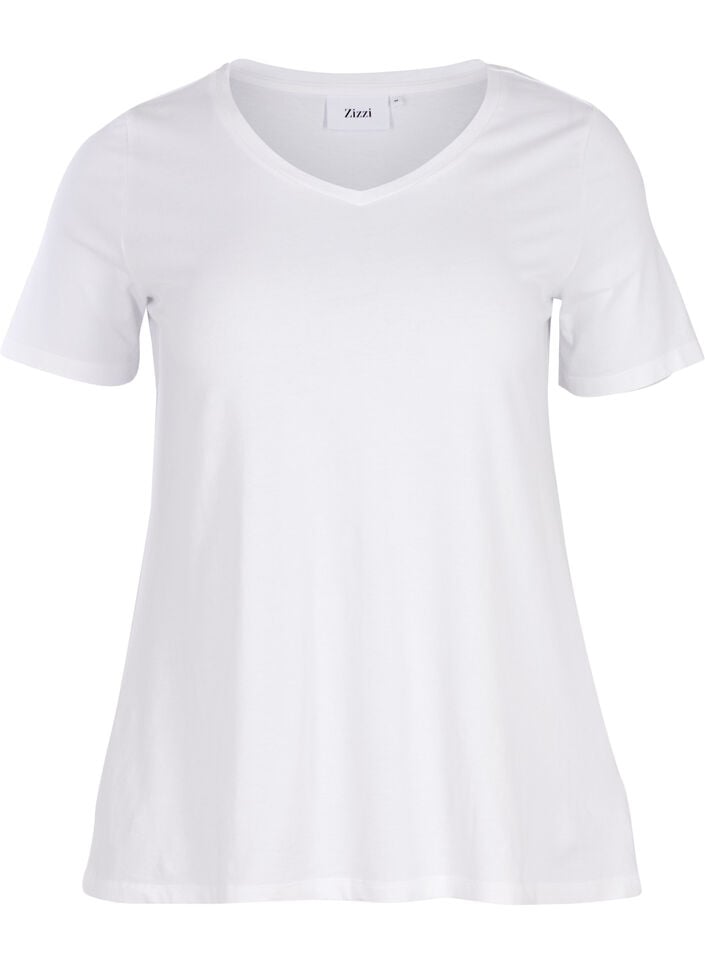 T-shirt en coton uni basique, Blanc, Packshot image number 0