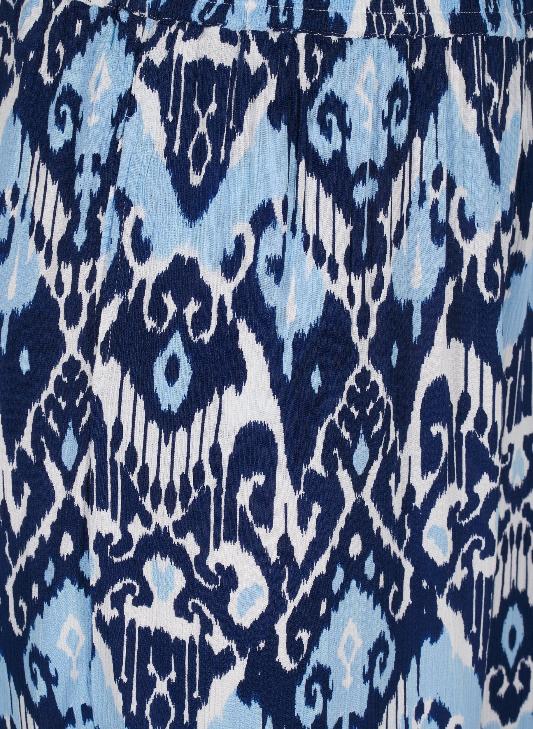 ZizziViscose culotte broek met print, Blue Ethnic AOP, Packshot image number 2