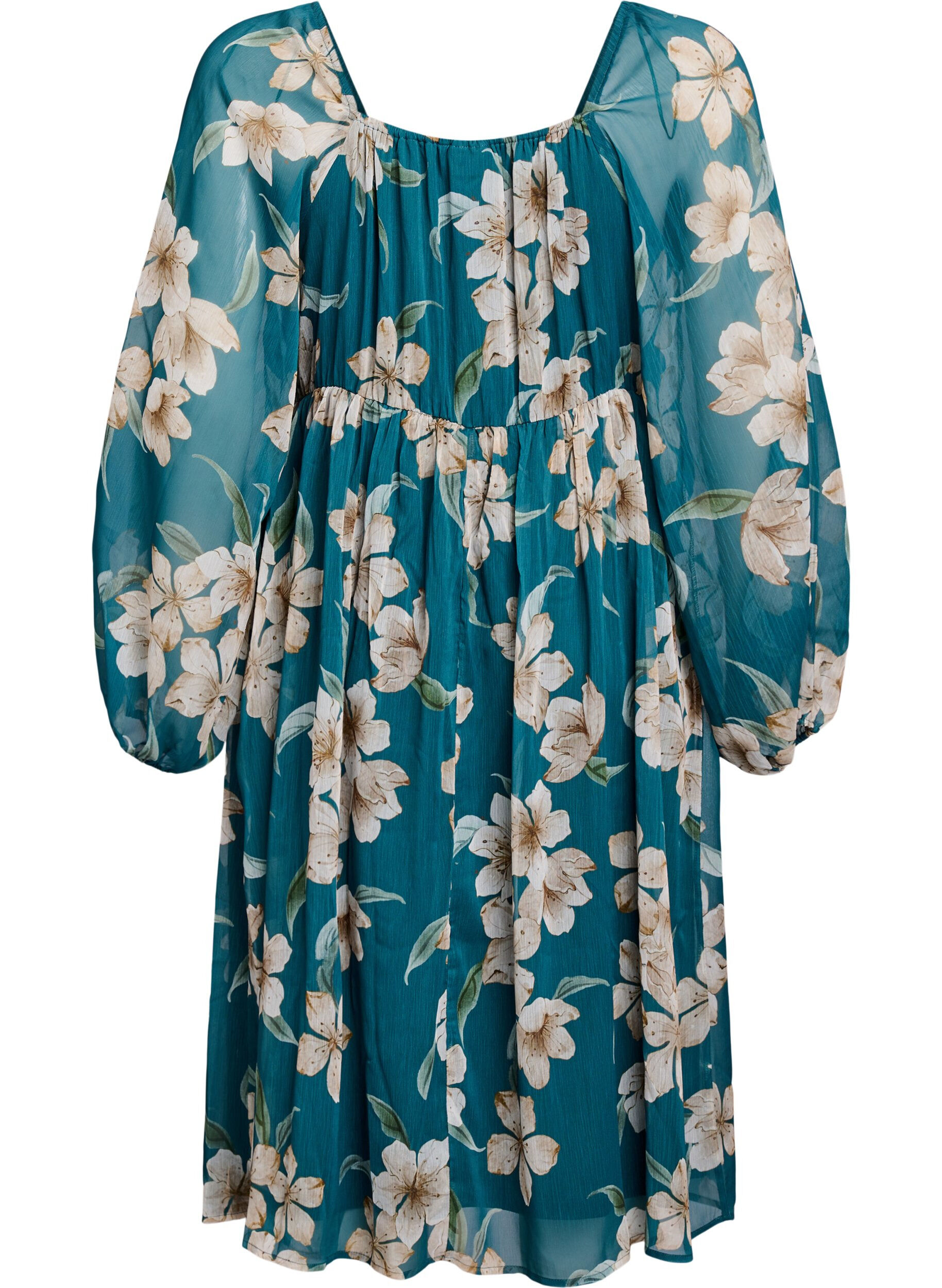 Zizzi Robe de soir&eacute;e en mousseline &agrave; manches longues, Vert, Packshot image number 1