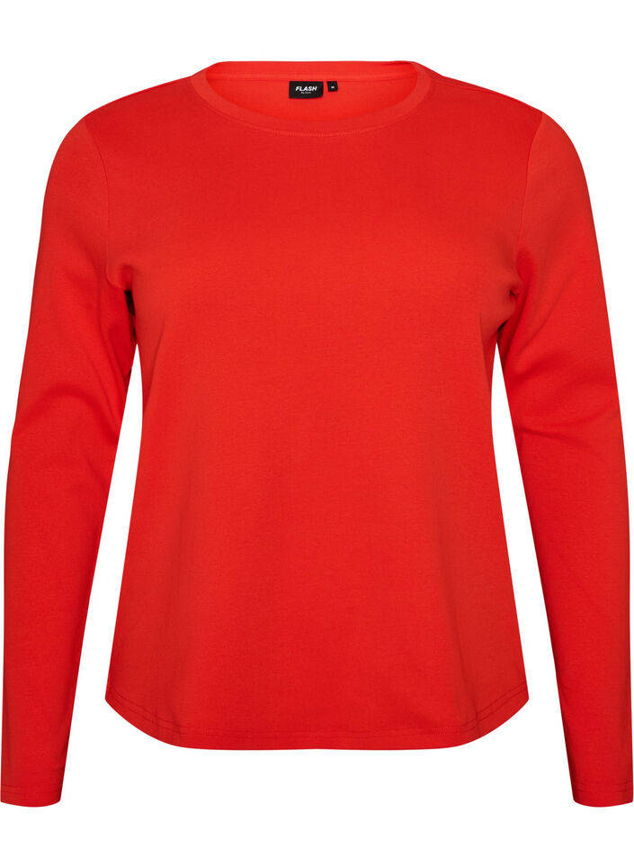 Basic T-shirt met lange mouwen en ronde hals, Rood, Packshot image number 0