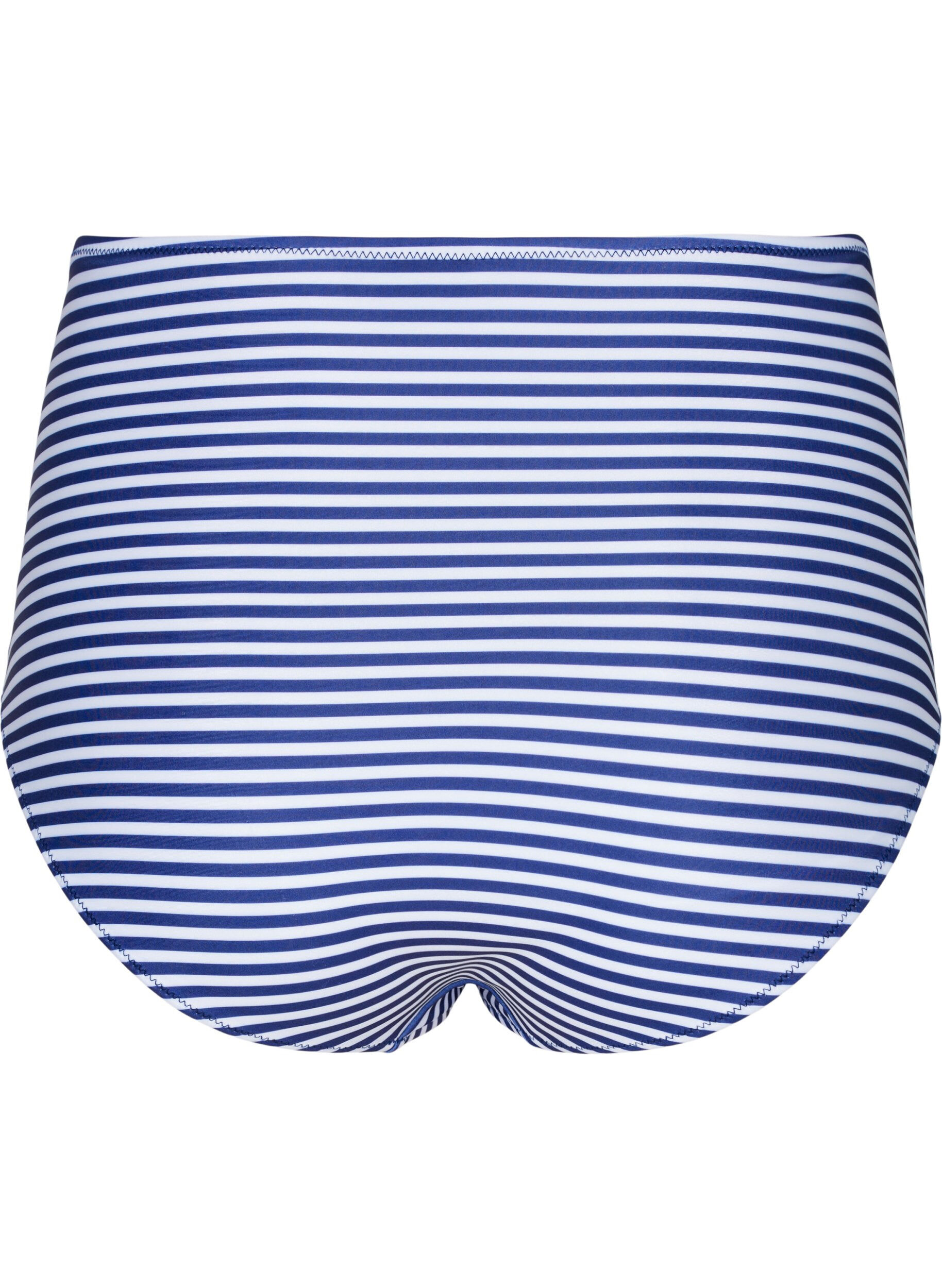 ZizziGestreept bikinibroekje met hoge taille, Blauw, Packshot image number 1