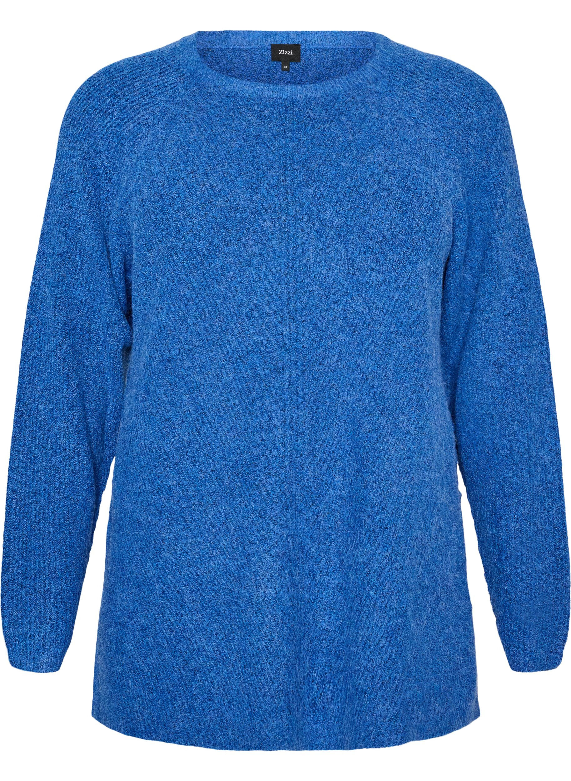 ZizziPull en maille avec motif diagonal et manches raglan, Bleu, Packshot image number 0