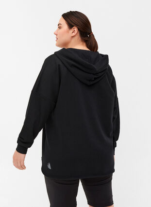 Sweatshirt met capuchon en split, Black, Model image number 1