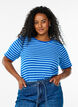 T-shirt ray&eacute; &agrave; texture c&ocirc;tel&eacute;e, Bleu Clair, Model image number 0
