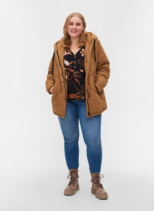 Veste d'hiver tendance avec capuche et poches, Rubber, Model image number 2