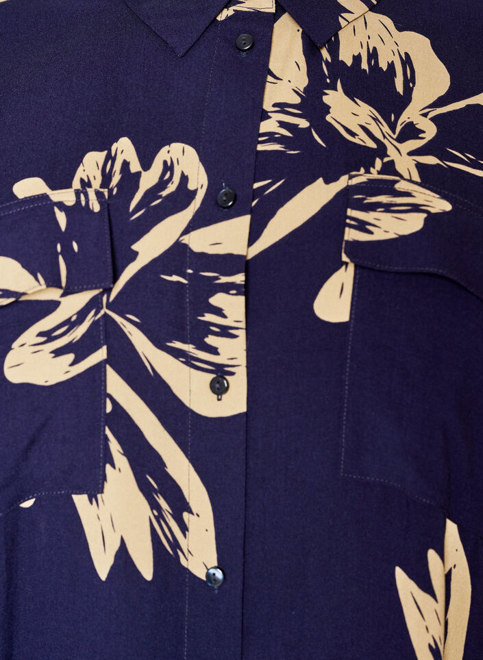 Robe chemise longue avec manches courtes, Bleu, Packshot image number 2