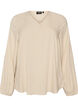 Blouse en viscose avec col en V et ourlet arrondi, Beige, Packshot image number 0
