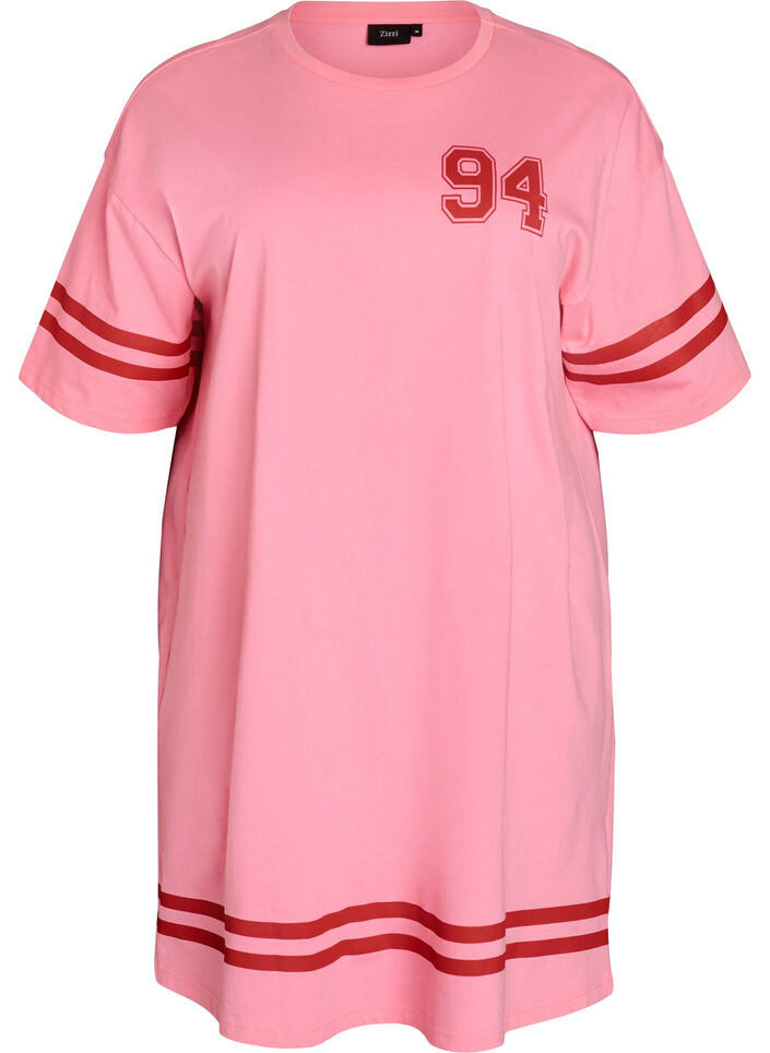 Robe T-shirt courte avec d&eacute;tails sportifs, Rose, Packshot image number 0