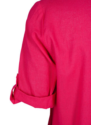 Tunique à manches courtes en coton mélangé avec du lin, Bright Rose, Packshot image number 3