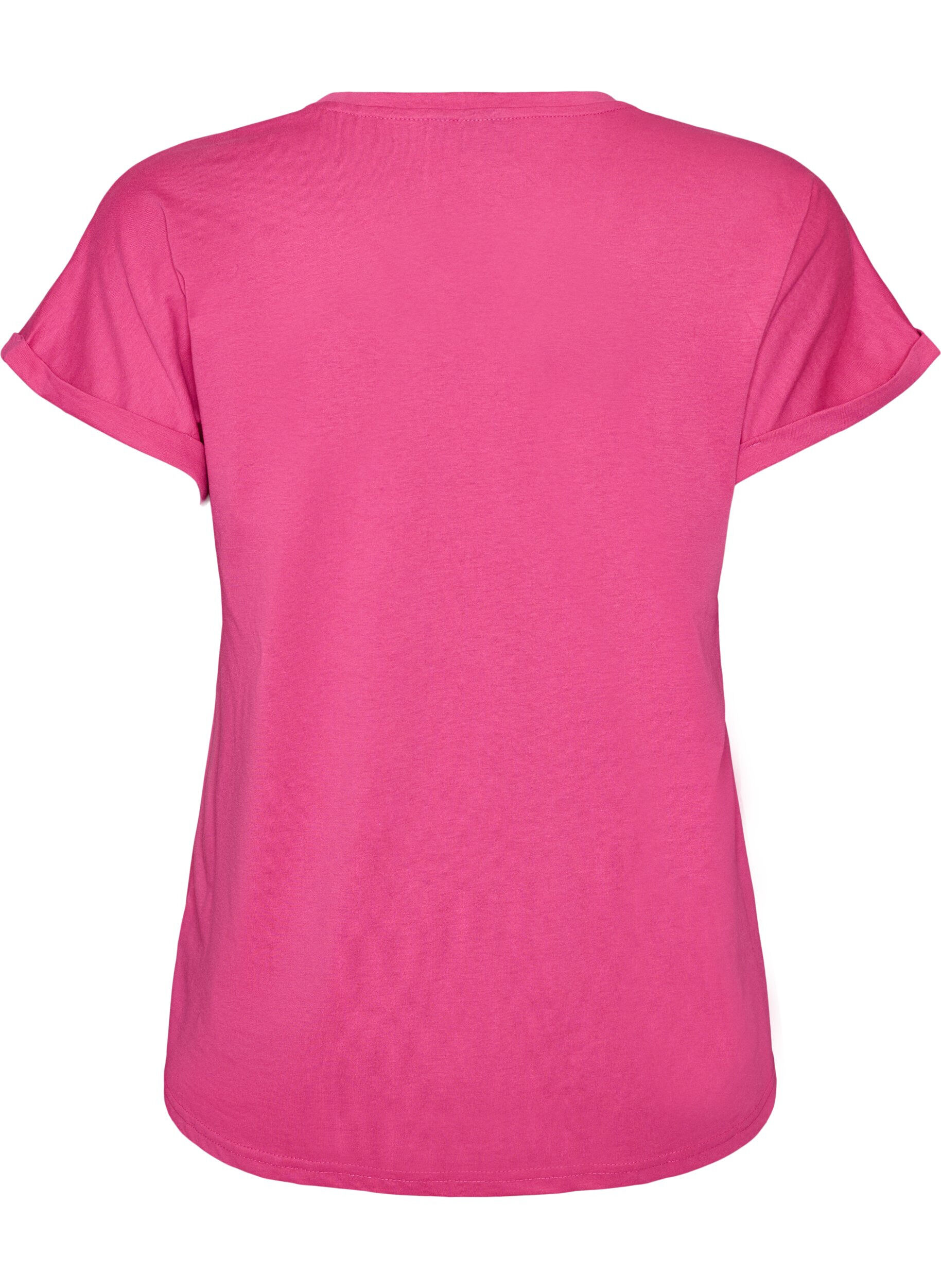 ZizziT-shirt met korte mouwen van katoenmix, Roze, Packshot image number 1