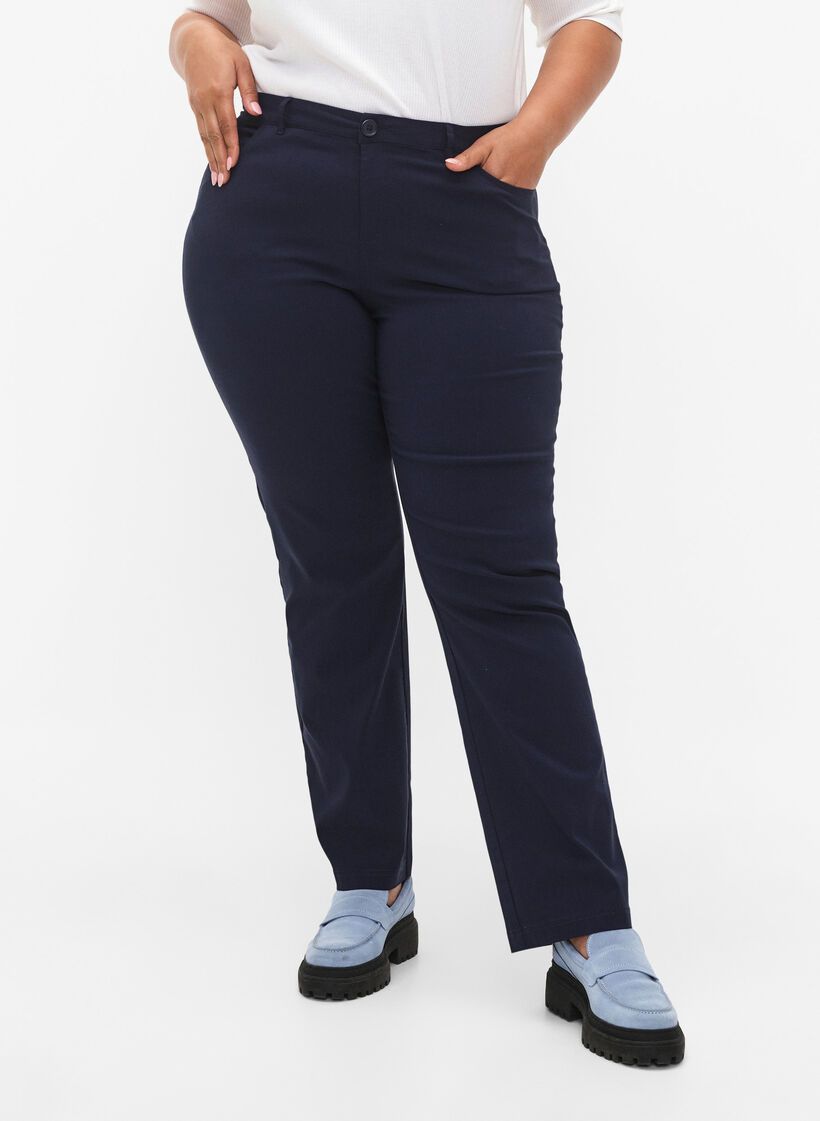 Klassieke broek in viscosemix, Blauw, Model image number 2