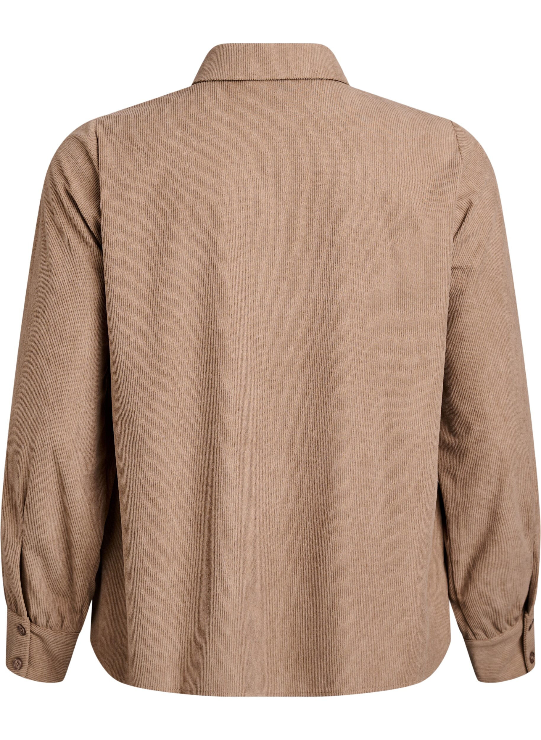 ZizziOverhemdblouse met lange mouwen in corduroy, Bruin, Packshot image number 1