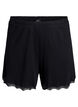 Lichte nachtshorts met ribde structuur en kanten afwerking, Zwart, Packshot image number 0