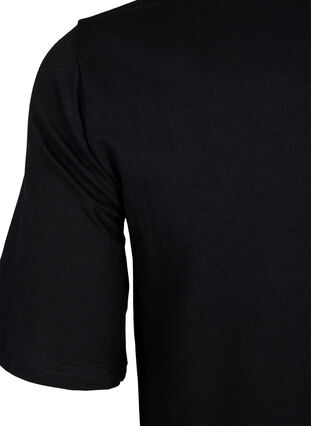 Robe en coton de couleur unie avec des manches courtes, Black Solid, Packshot image number 3