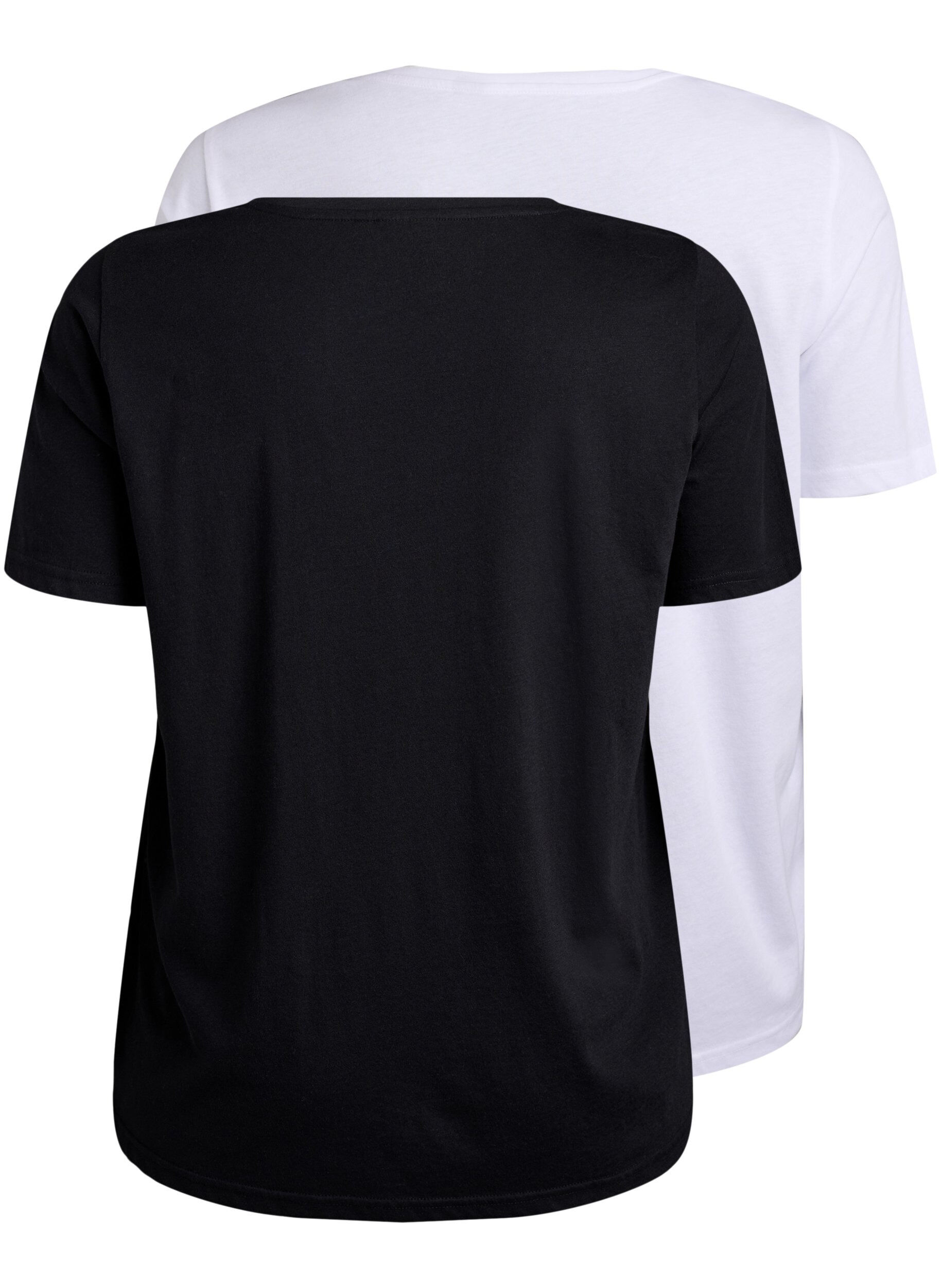 Zizzi2-pack T-shirts met V-hals, Zwart, Packshot image number 1