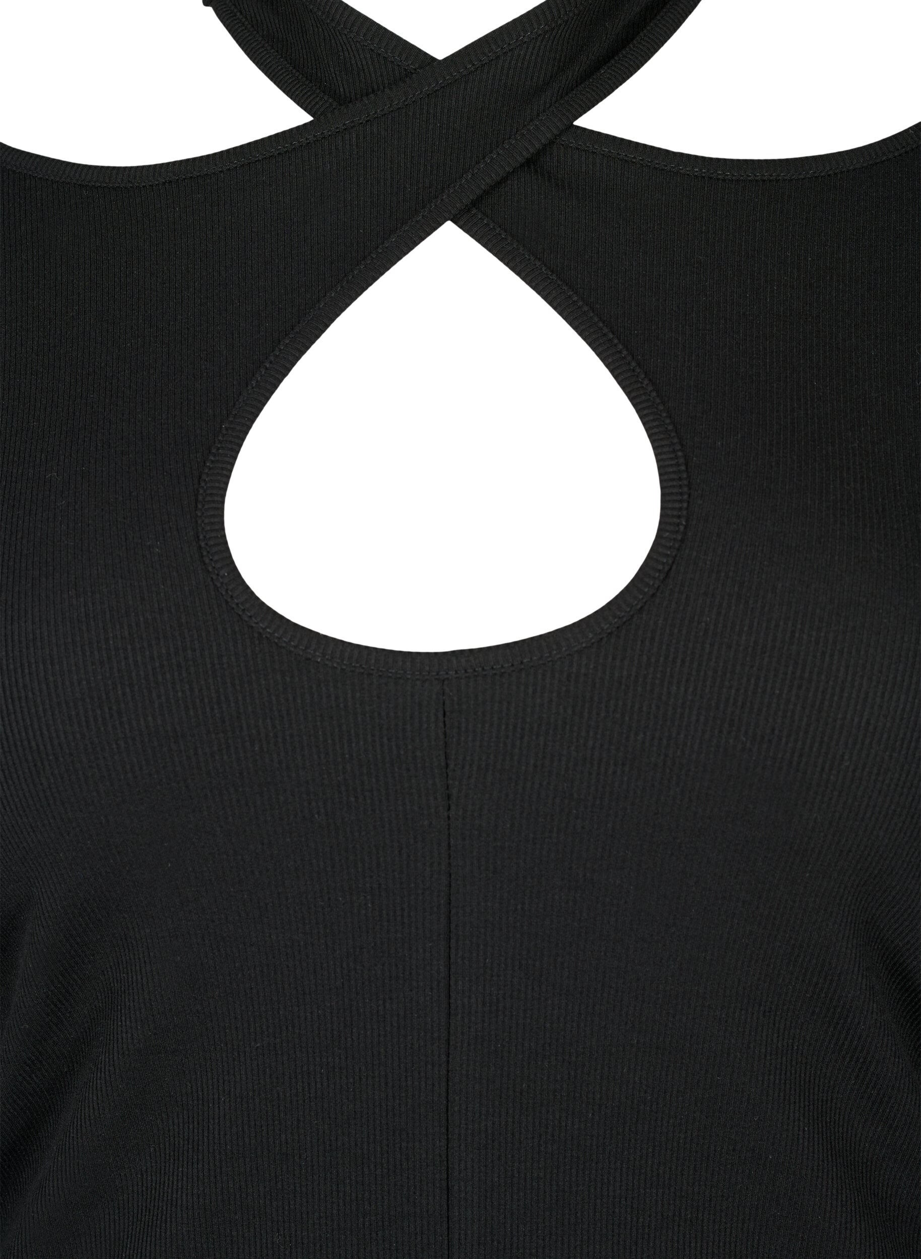 ZizziGesneden blouse met lange mouw, Black, Packshot image number 2