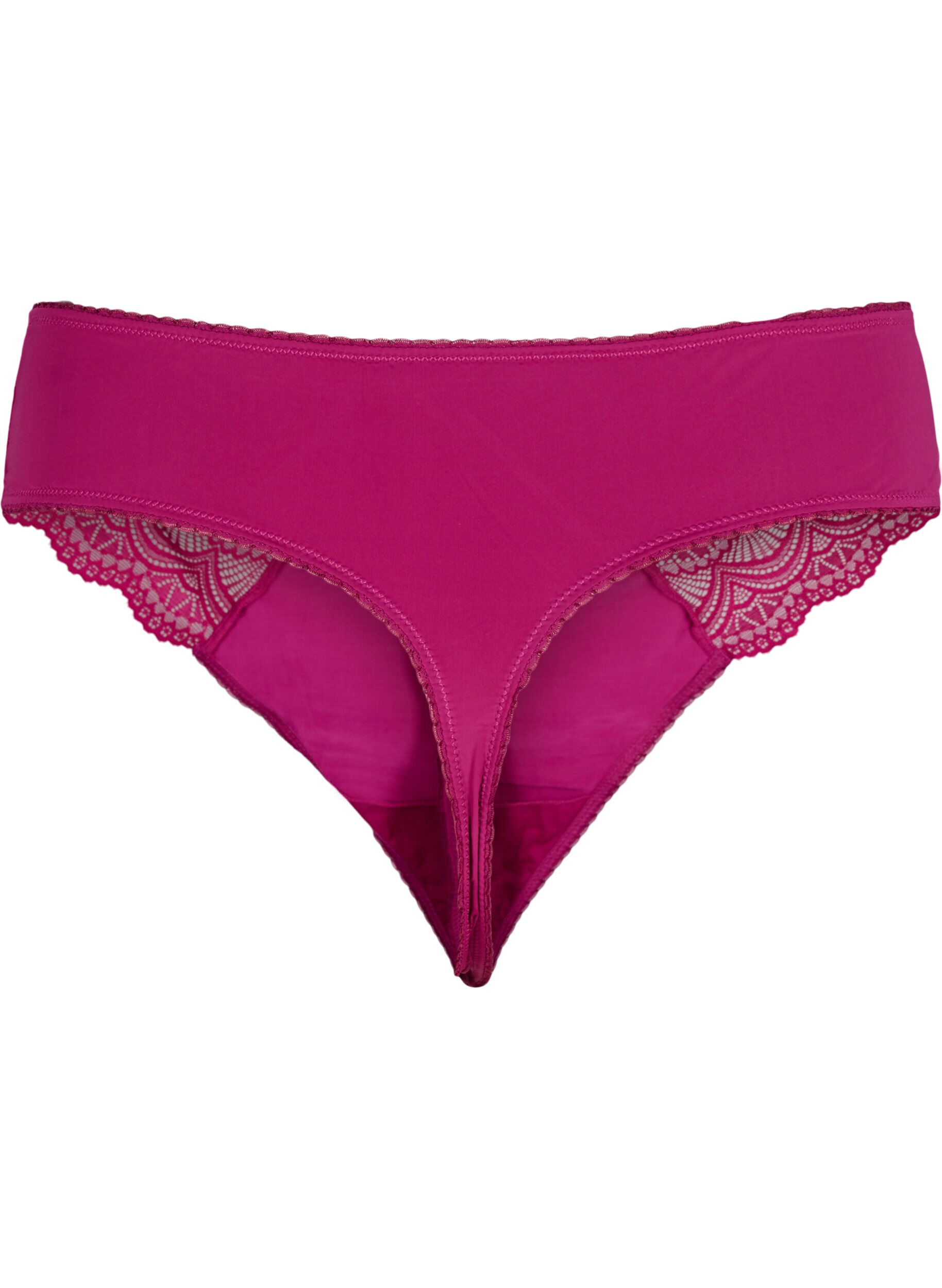 ZizziMicrofiber string met kanten details, Boysenberry, Packshot image number 1