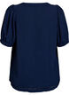 Blouse met korte pofmouwen en gestippelde textuur, Navy Blazer, Packshot image number 1