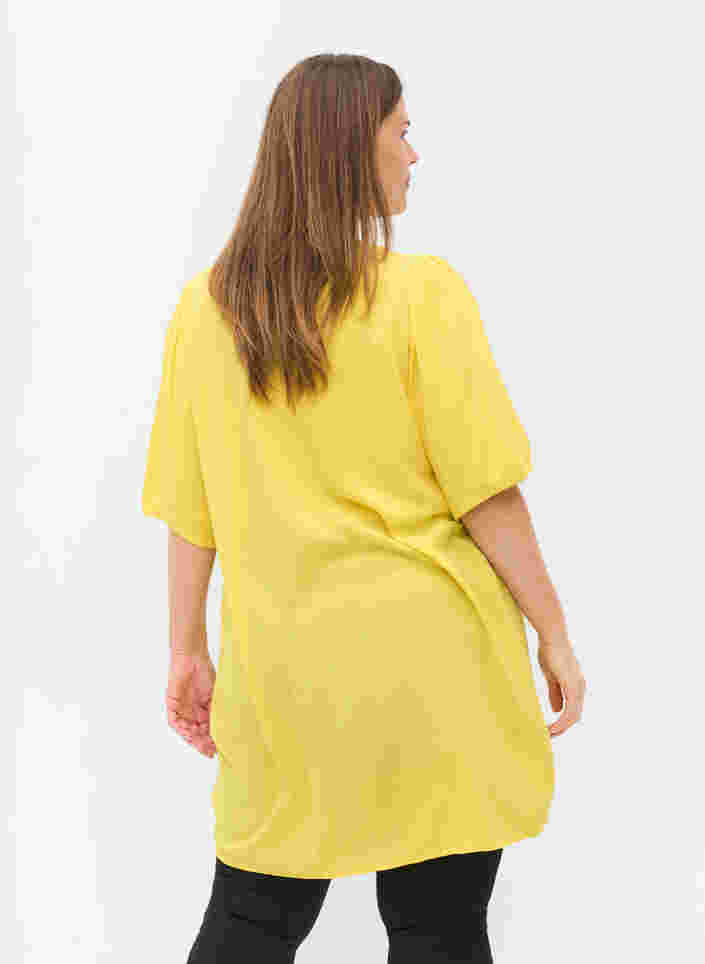 Viscose tuniek met v-hals en knoopjes, Primrose Yellow, Model image number 1