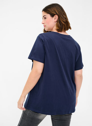 T-shirt met print in biologisch katoen, Navy Blazer, Model image number 1