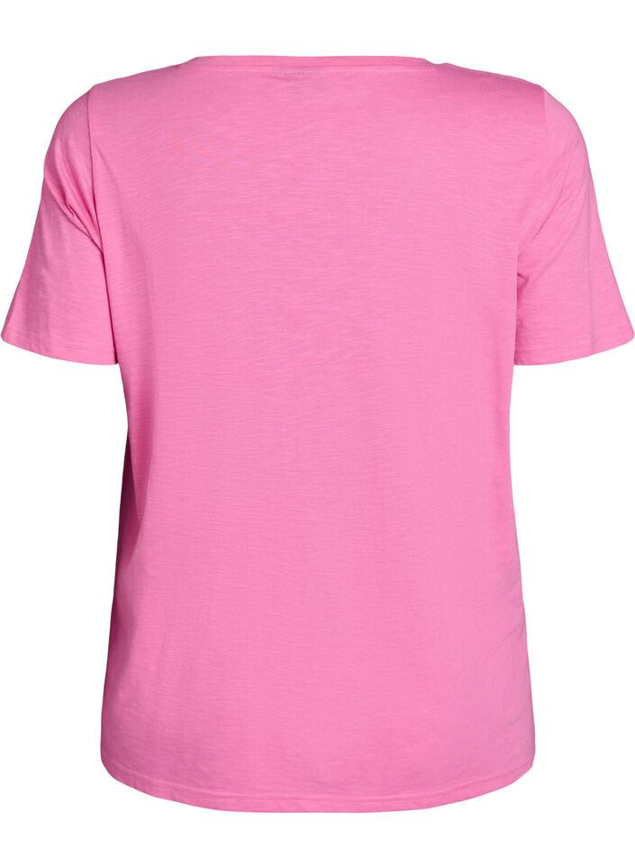 Basic t-shirt met korte mouwen en v-hals, Roze, Packshot image number 1