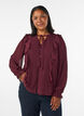 Transparante blouse met ruches en striksluiting, Rood, Model image number 0