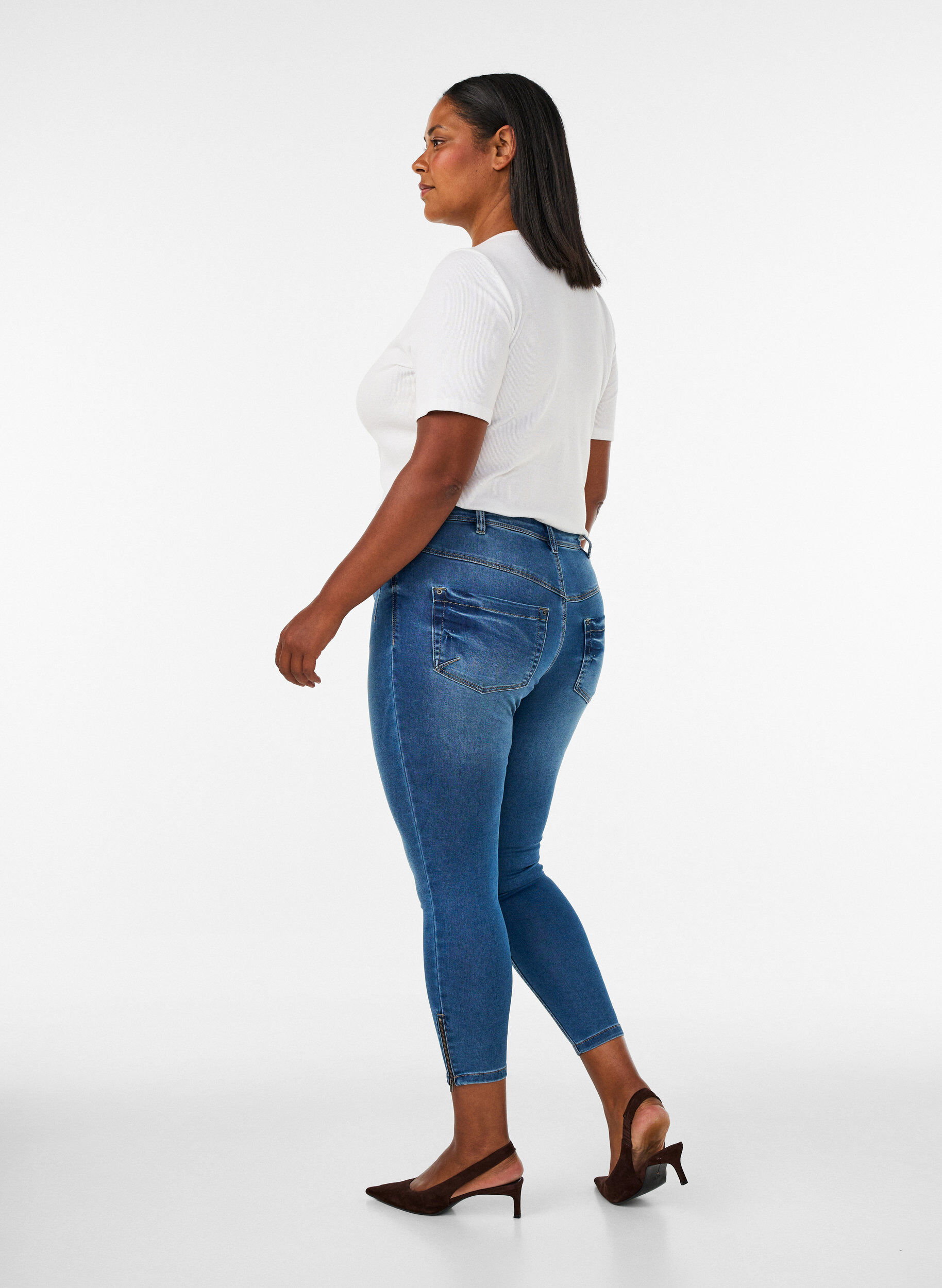 ZizziJean crop Amy avec d&eacute;tails zipp&eacute;s, Bleu, Model image number 2