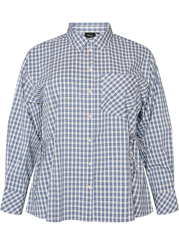 Chemise ample &agrave; carreaux avec ceinture &agrave; nouer, Bleu, Packshot image number 0