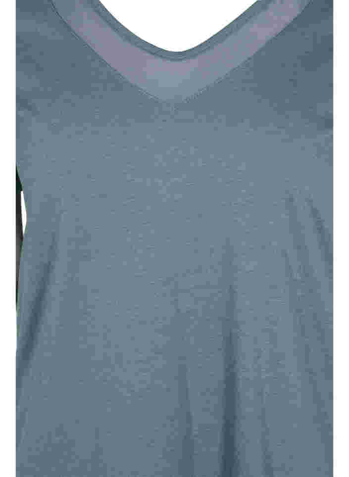 T-shirt à manches courtes avec col en V et résille, Balsam Green, Packshot image number 2