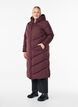 Lange pufferjas met capuchon en zakken, Donker Bordeaux, Model image number 0