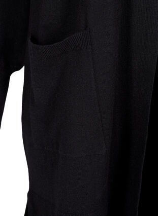 Long cardigan en tricot avec des poches, Black, Packshot image number 3