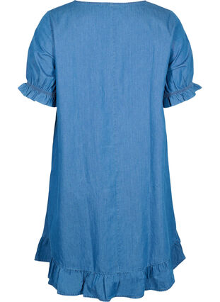 Robe en jean à manches courtes en coton, Blue denim, Packshot image number 1