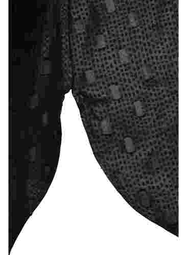 Tunique texturée à manches longues et col en V, Black, Packshot image number 3