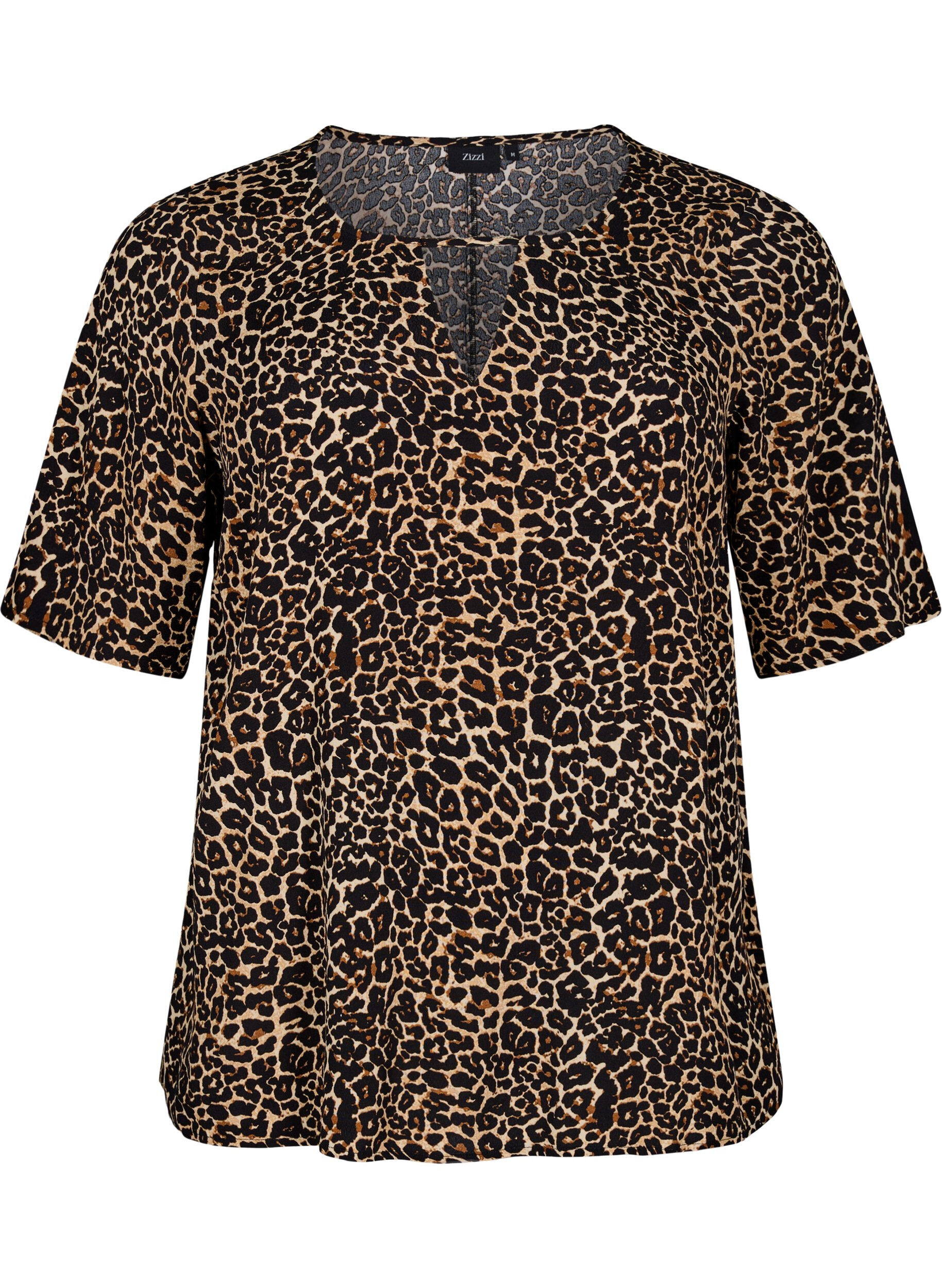 ZizziKorte mouw visrose Blouse met print, Bruin, Packshot image number 0