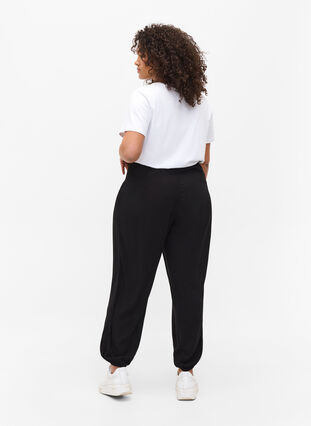 Pantalon ample avec détail en smock, Black, Model image number 0