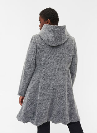 Lange jas met capuchon en wol, Light Grey Melange, Model image number 2