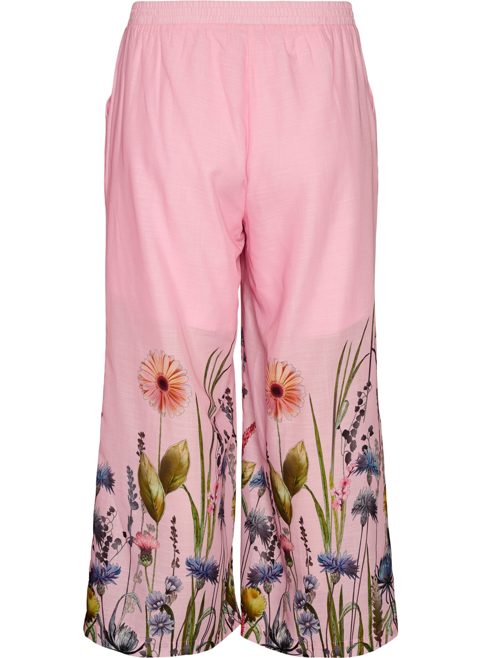 Zizzi Pantalon &agrave; imprim&eacute; floral et coupe ample, Rose, Packshot image number 1