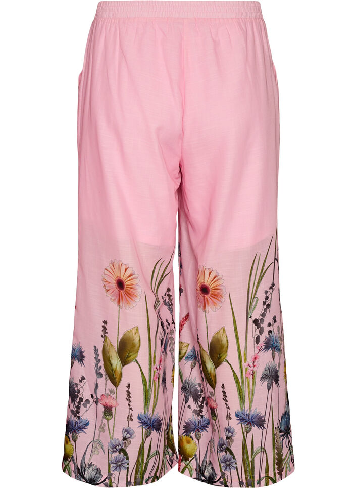 Pantalon &agrave; imprim&eacute; floral et coupe ample, Rose, Packshot image number 1