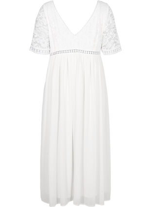 Maxi-jurk met rugdecolleté en korte mouwen, Bright White, Packshot image number 1