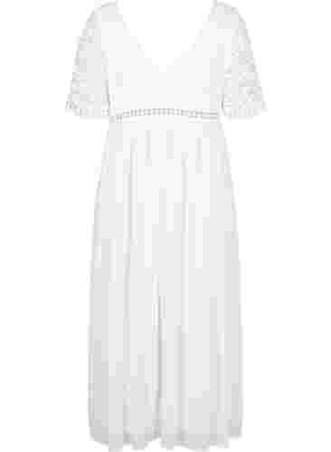Maxi-jurk met rugdecolleté en korte mouwen, Bright White, Packshot image number 1