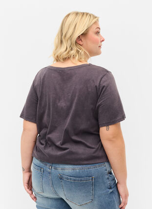 T-shirt en coton à manches courtes avec imprimé, Dark Grey Wash, Model image number 1