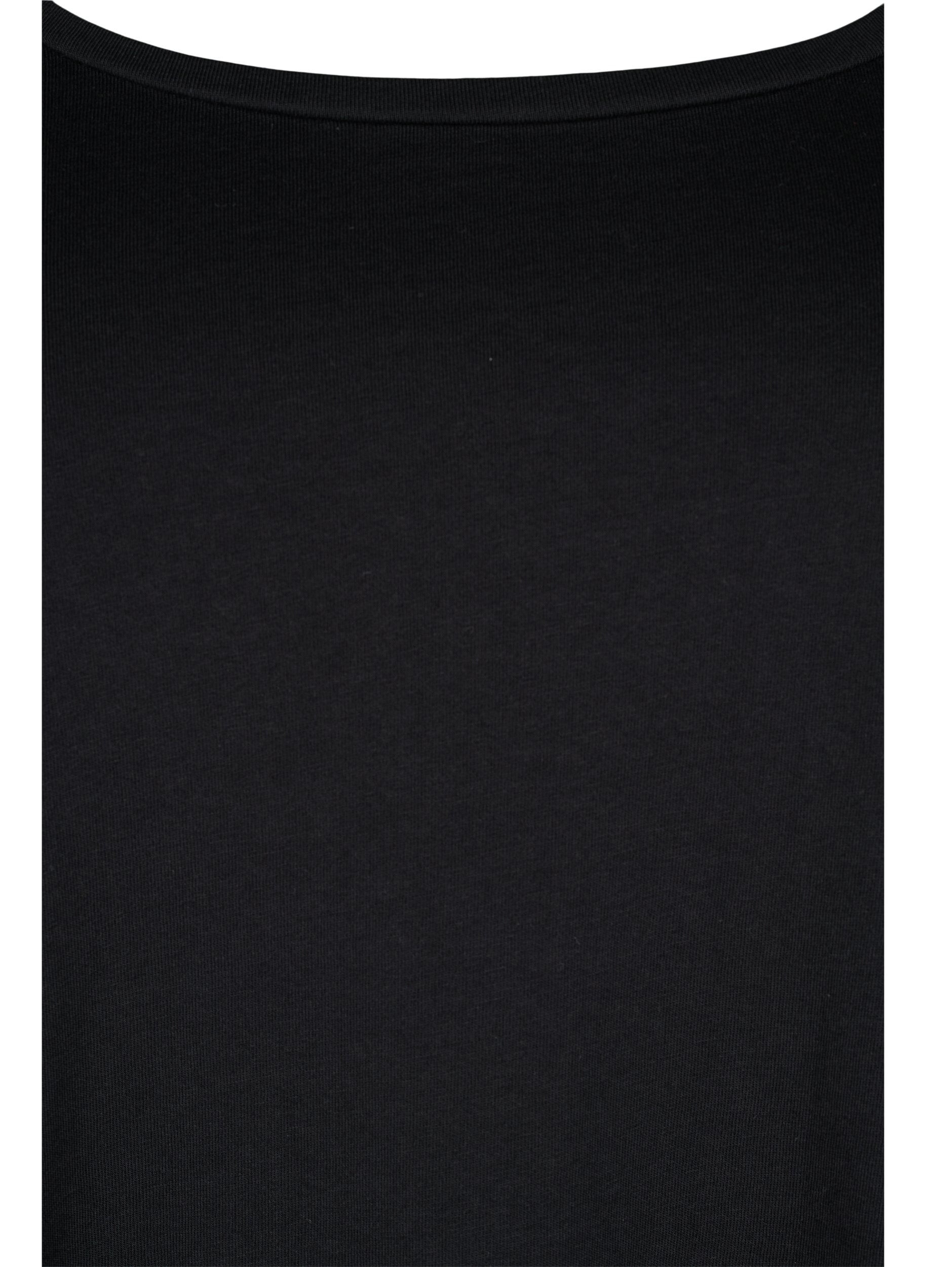 ZizziSet van 2 basic tops in katoen , Paisley Purple/Black, Packshot image number 3