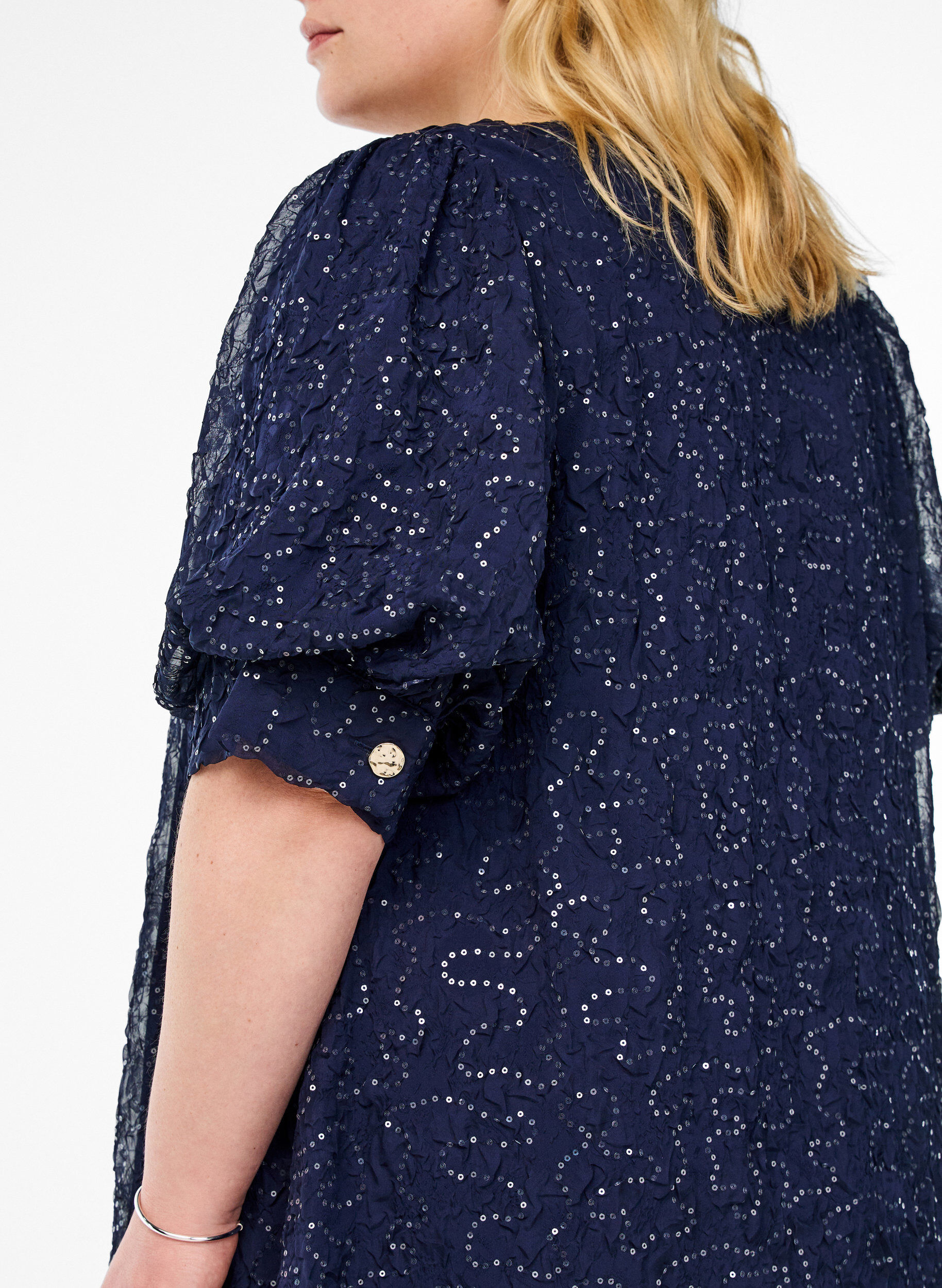 ZizziKorte feestjurk met pailletten, Blauw, Model image number 3